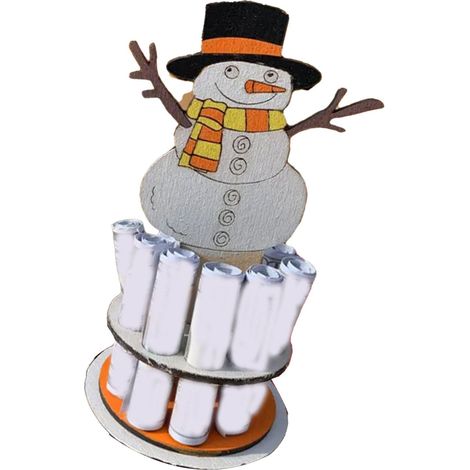 Tirelire Noël coffre à monnaie en bois festif ludique déco bonhomme de neige pour fête (1/4)