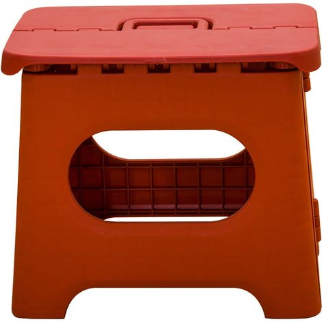 Tabouret pliant portable robuste, tabouret en plastique gain de place pour adultes et enfants, rouge vintage (1/5)