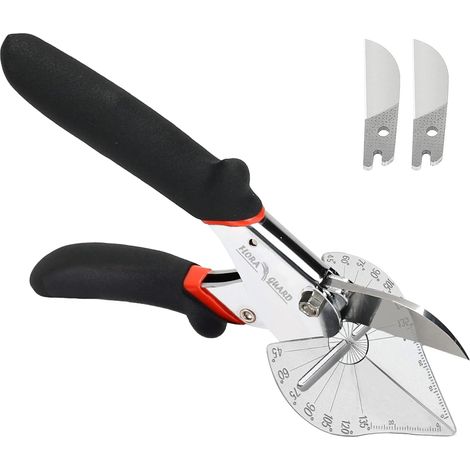 Cisailles à angle - Cisailles à onglets multi-angles de 45 à 135 degrés, ciseaux d’angle pour couper le bois tendre, le plastique, le PVC et plus, y compris 2 lames de rechange (1/5)