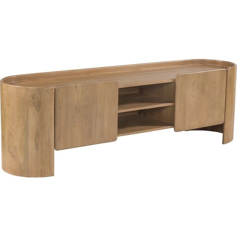 Meuble TV avec 2 portes et 2 niches en bois de manguier - Naturel - ISLARA (1/4)