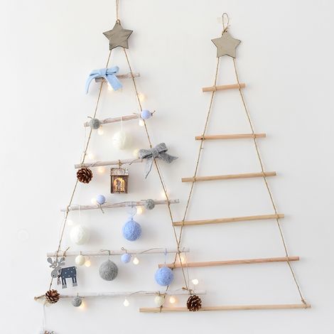 Stern- und Seilornamente aus Holz zur Weihnachtsbaumdekoration (1/5)