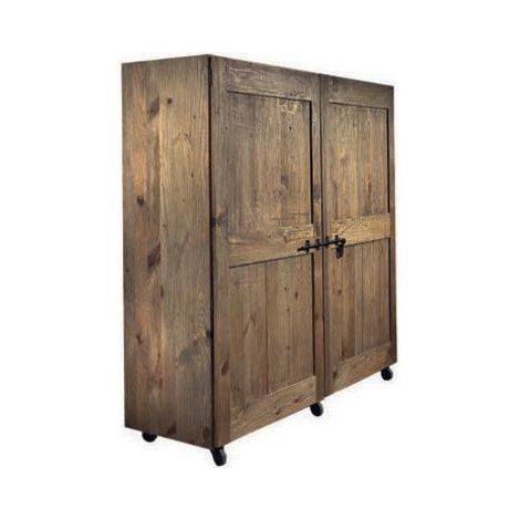 Credenza con Ruote in Pino Vecchio 4 Cassetti 6 Ripiani Guarnieri Ginestra