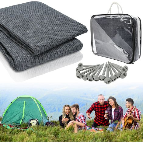 Wolketon Tappeto da campeggio traspirante 250x500CM, tappeto da pavimento esterno per tenda, caravan e tendalino Blu