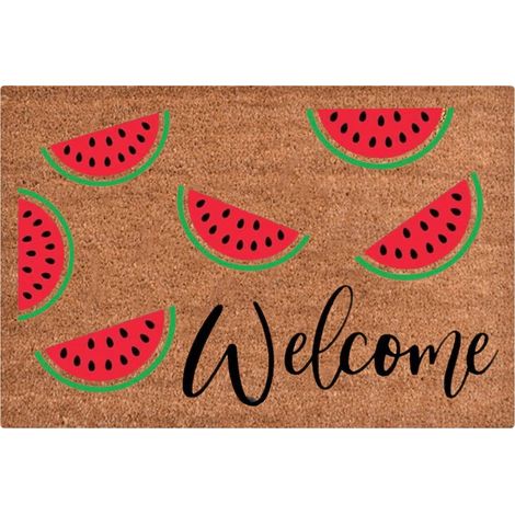Tapis De Seuil - Motif Summer Welcome Sign Hello Sunshine - Pour Porte D'Entrée Extérieure Ou Intérieure - 1 Pièce (1/4)