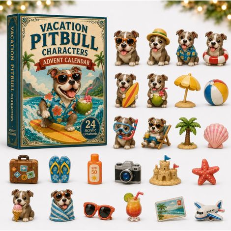 New Christmas Advent Calendar 2026 Holiday Theme Pit Bull Character Advent - E - 3D