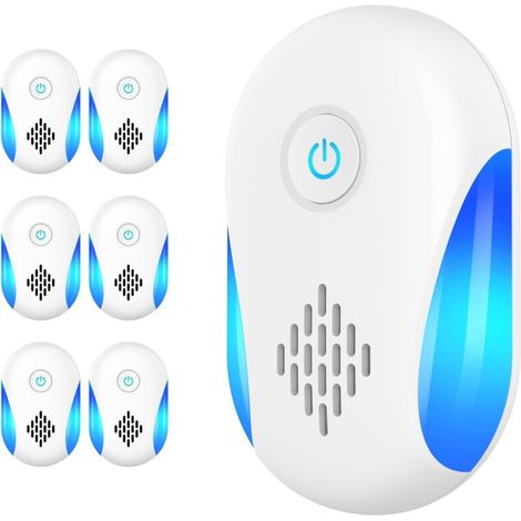 Lot de 6 Répulsifs Ultrasons pour Souris, Rats, Moustiques et Araignées, Sûr pour Enfants et Animaux Domestiques