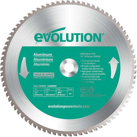 Evolution Aluminium Cutting Chop Saw Blade 355 x 25.4mm x 80T