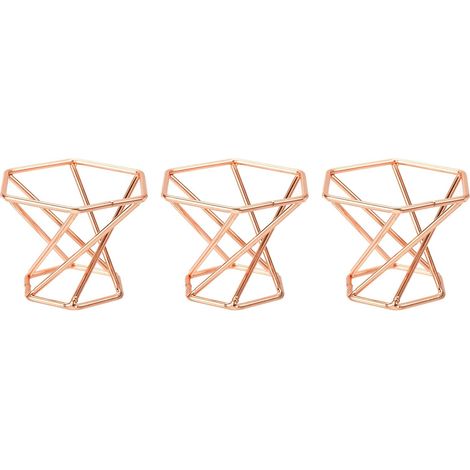 Ensemble de 3 pots pour plantes aériennes, supports hexagonaux en métal, couleur or rose, la maison,