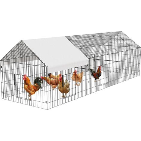 Grand poulailler en métal, 330 x 101 x 101 cm, enclos à poules avec 5 portes et couverture imperméable et résistante aux UV, cages portables pour volailles, lapins et canards (1/5)