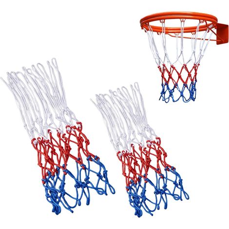 Filet de basket-ball - Lot de 2 - Nylon tricolore - 12 boucles - Intérieur et extérieur (1/5)