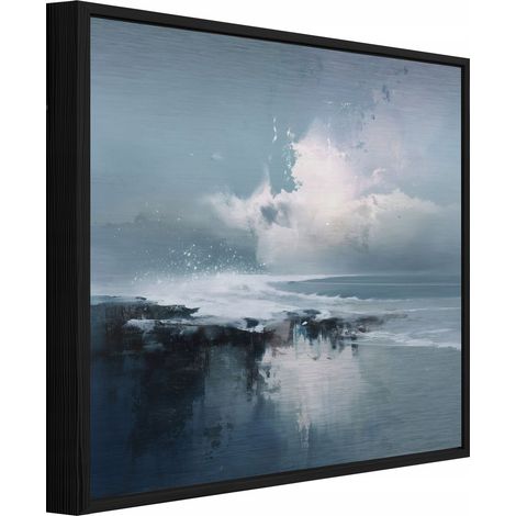cadre métallique noir Peinture abstraite mer loft salon chambre 30x30 (1/3)