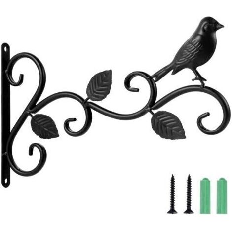 1 pièces support mural, support de suspension, crochet en métal supports muraux en fer forgé avec vis pour jardin, carillons éoliens 30X18CM (1/4)