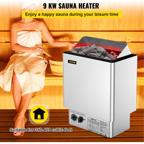 Poêle de Sauna Électrique, 9 kW, Poêle de Sauna avec Contrôle Thermostatique Intégré, Tension de Travail 380-415 V, Espace Adapté 9… (1/5)