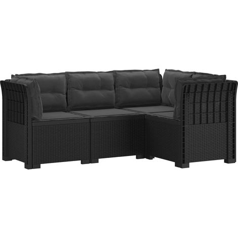 vidaXL Sofá de Jardín para 4 Personas con Cojines Estilo Rattan PP (1/2)