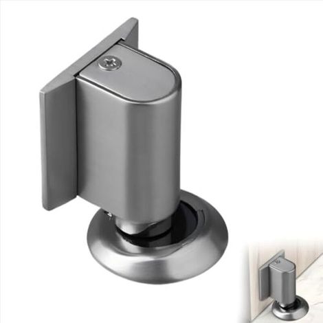 Magnetic Door Stopper for Floor Use ( New) - Magnetic Door Stopper with Adhesive Tape and Screws, Self-Adhesive Door Buffer, Wall Protector, Door Holder for Rooms, Offices, and Bathrooms (Silver)