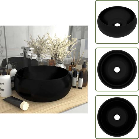 Lavabo sobre encimera - vidaXL Lavabo de lujo redondo cerámica negro mate 40x15 cm - Lavabo moderno