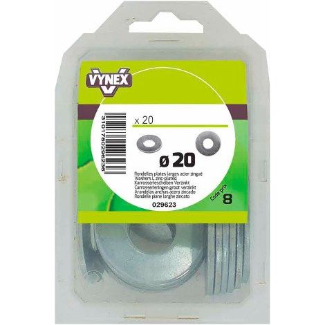 Rondelle plate large acier zingué Ø 20 mm - Paquet de 20 - Maxiburo (1/2)