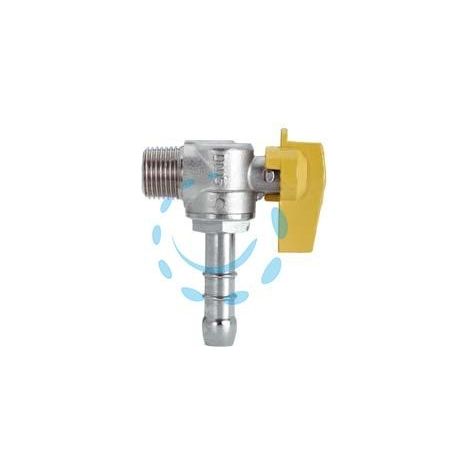 RUBINETTO GAS MASCHIO 1/2" PER METANO a squadro con portagomma ø mm.15