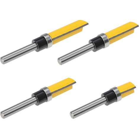 4pcs Affleurant Garniture Routeur Bit Affleurant Garniture Modèle Routeur Bit ensemble Bois Roulement Fraise Outil pour Contreplaqués Résineux 12mm 20mm 25mm 38mm (1/5)