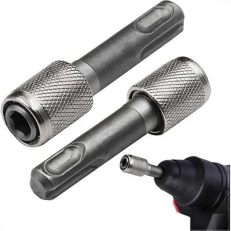 Coffret de forets, adaptateur SDS-Plus 6,35 mm pour perceuse électrique, foret universel, compatible avec les perceuses à percussion et les perceuses électriques, mandrin hexagonal (2 pièces) (1/5)