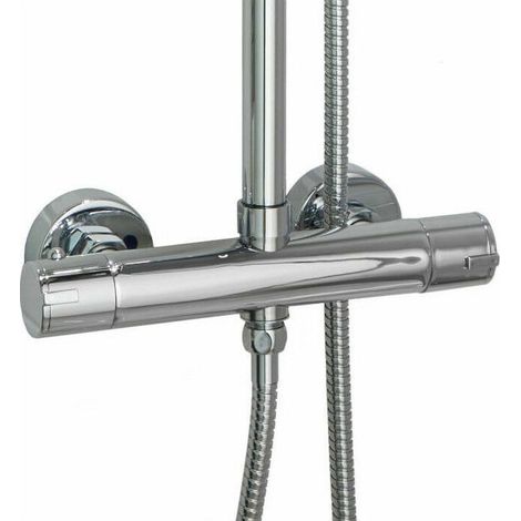 Mitigeur thermostatique rond double sortie pour colonne douche - chromé (1/5)