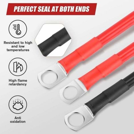 Câbles onduleur batterie 2 pcs 15 cm 33 mm² 2AWG 12V avec cosses anneaux cuivre pour camion auto marine solaire (1/4)