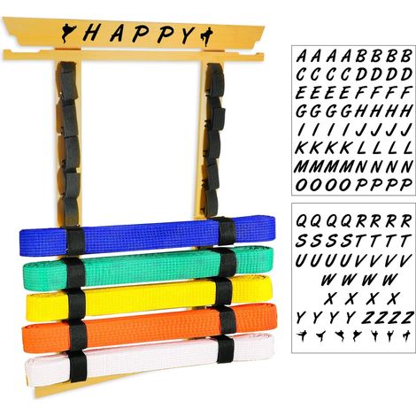 Youyijia 10 Belts Karate Display Rack with Medal Hanger & Stickers Taekwondo Belt Organizer Holder for Home or Office Christmas Decorations for Taekwondo Coaches, Students and Enthusiasts