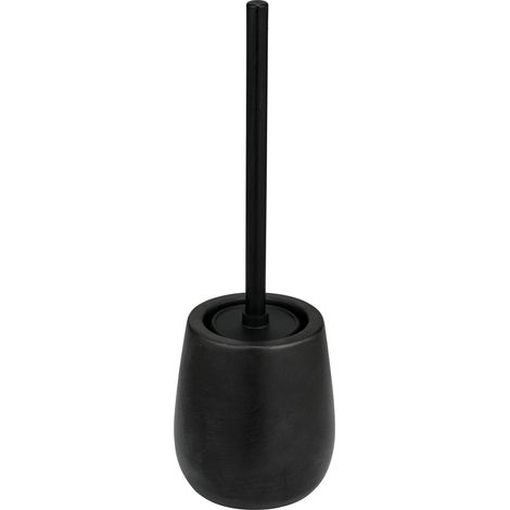 Brosse WC sur Pied fermé en céramique et Acier Inoxydable Noir 10,5 x 39,5 x 10,5 cm (1/3)