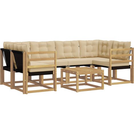 Set di divani da esterno con cuscino 7 pcs Bianco e Beige vidaXL (1/5)
