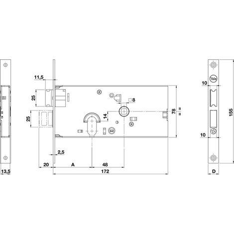 Serratura Meccanica da Fascia 865 E58 2 MAND.FR.22 Int. Yale 48 mm