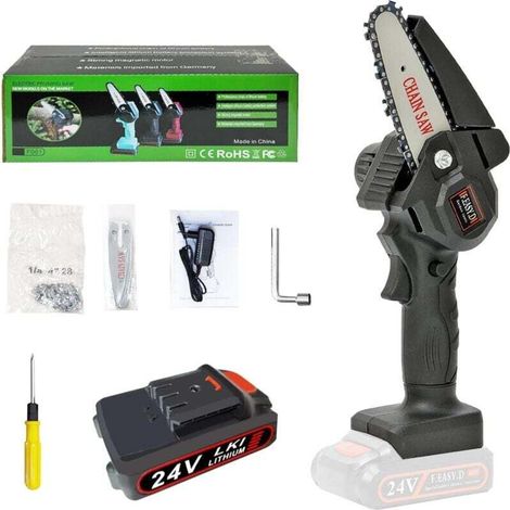 Tronconneuse à Batterie, 4 Pouces Tronçonneuse Electrique sans fil, 0,7 kg (Noir)