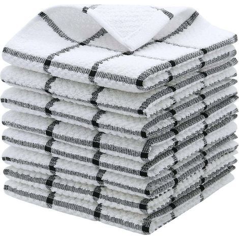 Lot de 12 torchons de cuisine en microfibre à absorption rapide, chiffons à vaisselle ultra doux en coton pour nettoyer et sécher (gris) (1/5)