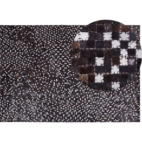 Alfombra de piel marrón y plata 160 x 230 cm estilo rústico patchwork Akkese