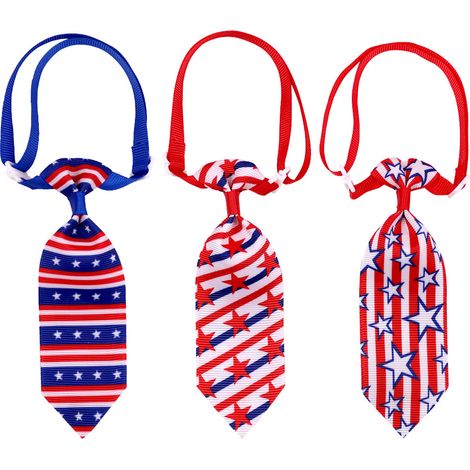 Lot de 3 cravates réglables pour chien, motif patriotique, motif drapeau américain, accessoires de toilettage pour filles et garçons