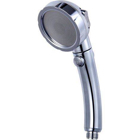 Pommeau de douche à main avec fonction marche/arrêt et pause, 3 réglages, haute pression, réglable, amovible, chrome poli, pommeau de douche de salle de bain, économie d'eau (1/5)