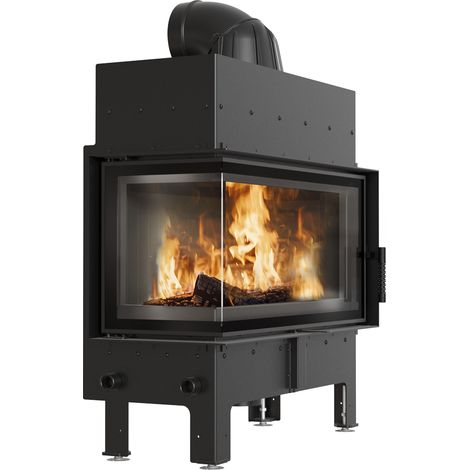 KRATKI FLOKI L Linker Luft Kamin 12 kW Ø200 Schwarz Set für Montage (1/5)