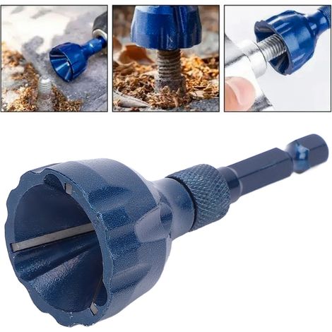 Outil de chanfreinage en carbure de tungstène bleu à tige hexagonale de 3 à 20 mm pour l'ébavurage des vis et des boulons. (1/5)