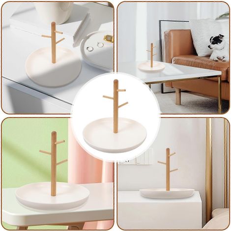 Présentoir à bijoux/plateau porte-clés de table compatible avec rangement, couleur blanche (1/4)