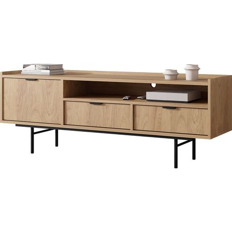 Mueble TV Studos, Roble, Número de puertas: 0, Número de cajones: 0, 150x55x40cm