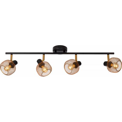 Plafoniera loft 4 faretti nero-oro 76cm Lucide Maren (1/5)