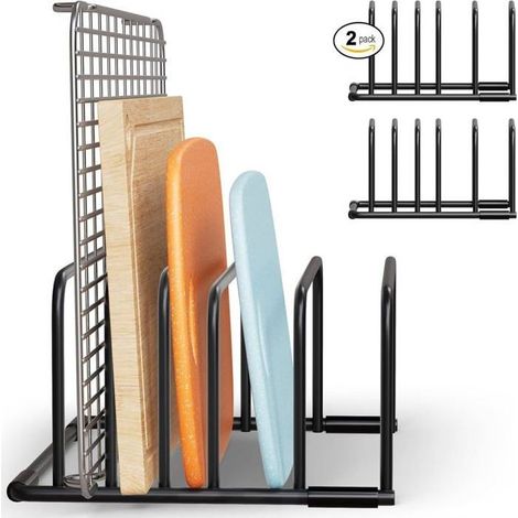 Support pour plaques de Cuisson et Planches à découper - Rangement des casseroles - Organisateur de Placard de Cuisine - Blanc (1/5)