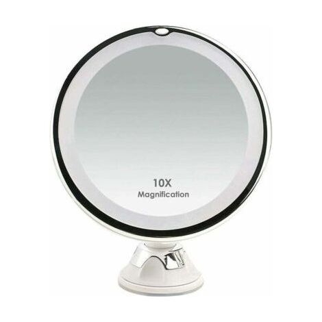 10x Miroir grossissant Miroir de maquillage éclairé par LED de voyage avec ventouse Miroir grossissant mural Miroir sur pied rotatif à 360 ° Idéal pour le rasage et le maquillage (1/5)