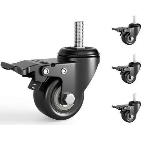 Ensemble de 4 roulettes M10 pour meubles avec frein, rotation silencieuse et durable (1/5)