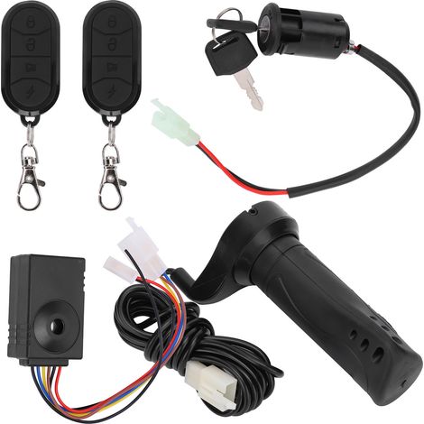 Ensemble de 3 pièces : télécommande d'alarme antivol avec câble, poignée d'accélérateur et verrou de porte électrique (1/5)