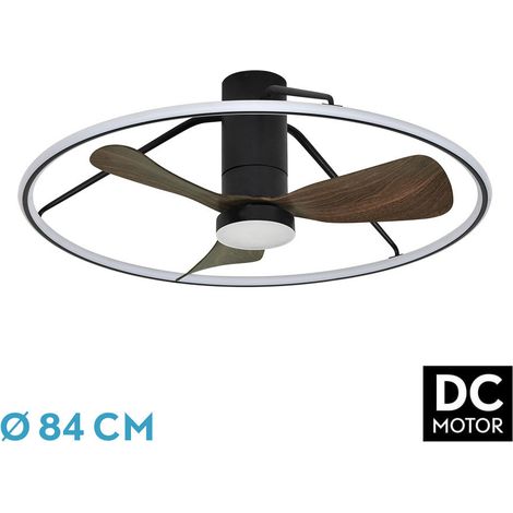Ventilatore da soffitto "Oporto" DC, dimmerabile con telecomando (56W 3CCT 5600lm), nero e marrone (1/4)