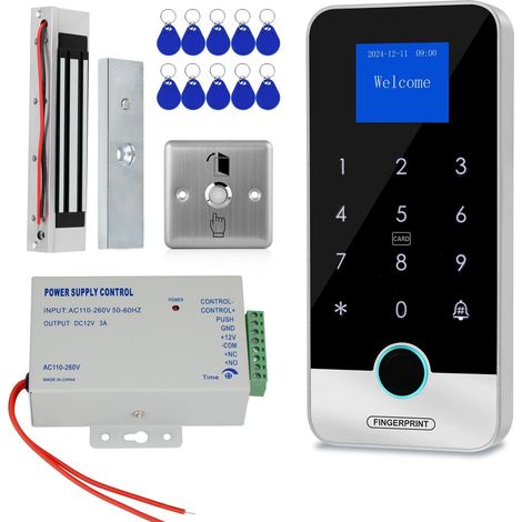 Système contrôle d’accès Bluetooth contrôleur clavier RFID Empreintes digitales Verrouillage magnétique 180 kg Alimentation Bouton Sortie (1/5)