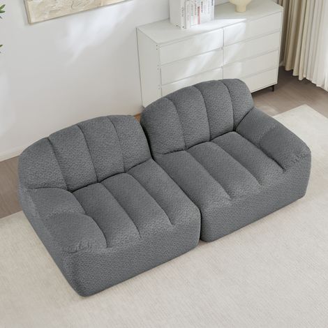 FloraGrace Sofa modulaire Boneless 2 places, gris, sans montage, en fleece granuleux (1/5)