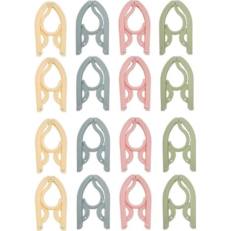 Cintres - Lot de 16 - Cintres de voyage - Cintres pour pantalons - Pliables - Portables - Peu encombrants - 4 couleurs - Plastique - 43 x 16 cm - Idéal pour la maison, l'hôtel, le camping, les vacance (1/5)