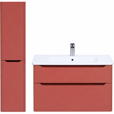 Meuble vasque suspendu VITRA Sento Round 120cm Terracotta mat + Colonne version gauche