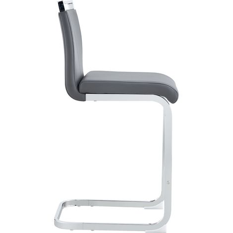 Set de 2 taburetes altos grises estilo nórdico en PU y metal HOMVRA (1/5)